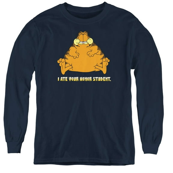 Garfield I Ate Your Honor Student Youth Long Sleeve T-Shirt Navy