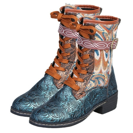 

Women Autumn Winter Boots Artificial PU Mid-tube Boots Square Heel