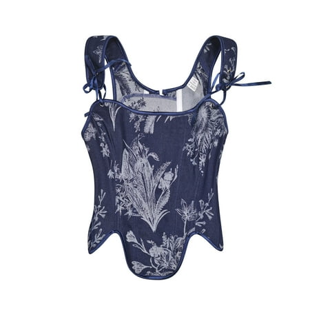Halloween Corsets for Women Corset Tops for Women Plus Size Tops for Women Women Casual Sexy Eyelet Lace-up Floral Print Fishbone Court Vintage Corset Straps Tank Top Shapewear