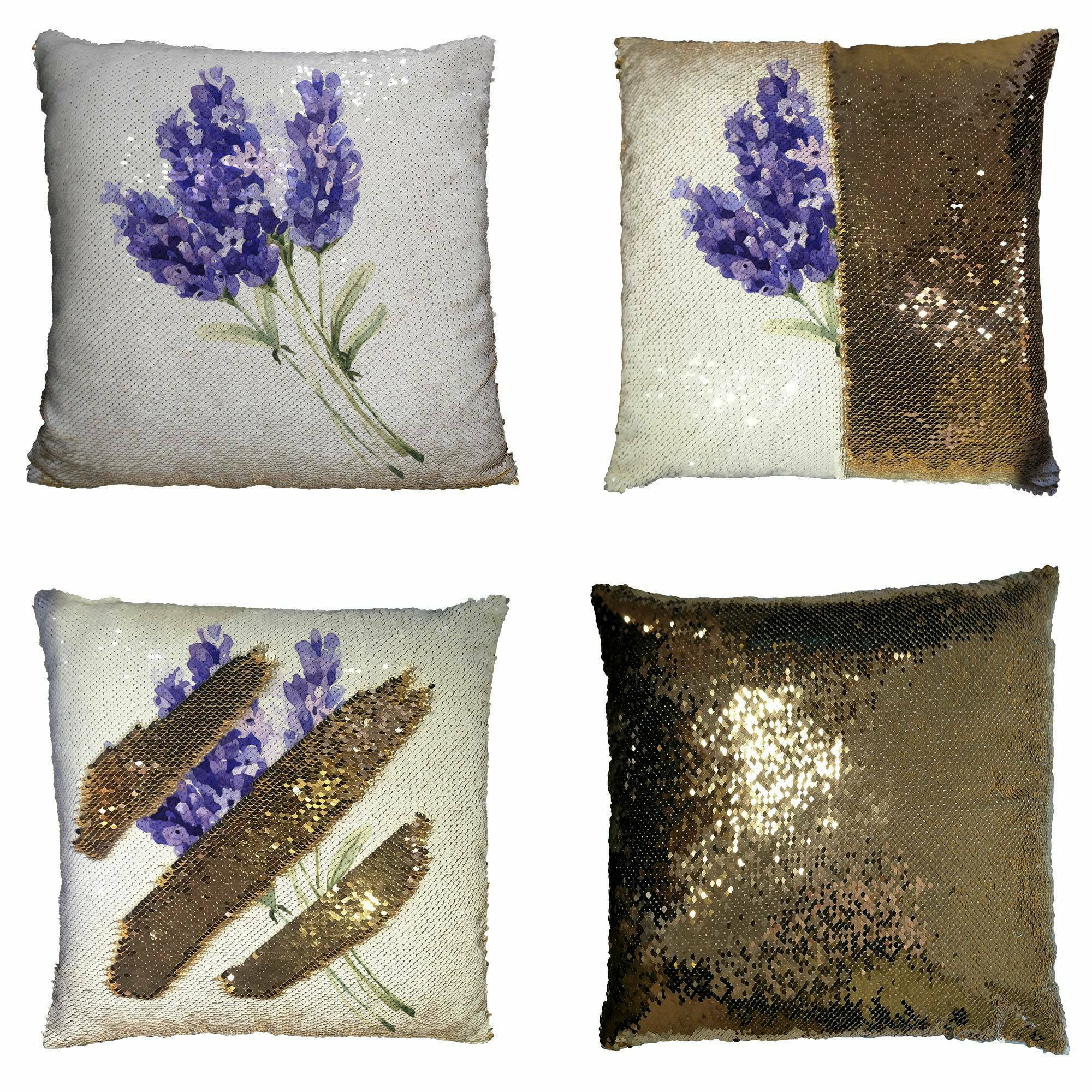 Pink Wildflower Designer Silk Throw Pillow Cover 16"x16" Purple Sequins 