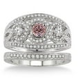 thumbnail image 2 of 2 Carat Morganite & Diamond Trilogy set Ring on 10k White Gold, 2 of 2