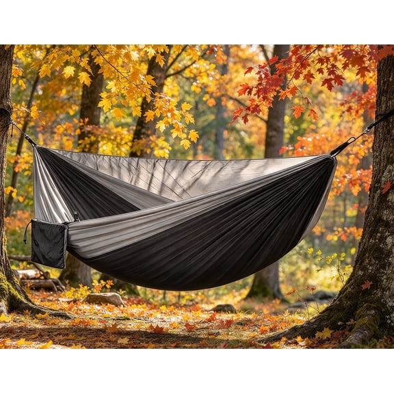 BN-LINK Camping Hammock, Portable Lightweight Hammocks with Mosquito Net, Outdoor Hammocks for Backpacking,Beach,Backyard,Patio,Hiking,440 lb Capacity,Gray Black