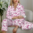 thumbnail image 6 of Vsdgher Pink bows Pajamas Set Long Sleeve Sleepwear Womens Button Down Nightwear Pj Sets-Small, 6 of 7