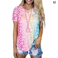 thumbnail image 1 of Camiseta con cuello en V y manga corta para niña, camiseta con estampado de verano para mujer, rosa, M kenally AP001867-18, 1 of 5