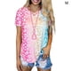 thumbnail image 1 of Camiseta con cuello en V y manga corta para niña, camiseta con estampado de verano para mujer, rosa, M Vogacara AP001867-18, 1 of 5