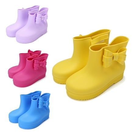 Kids Girls Rain Boots Rubber Wellies Boys Snow Jelly Shoes Cartoon Cute Children