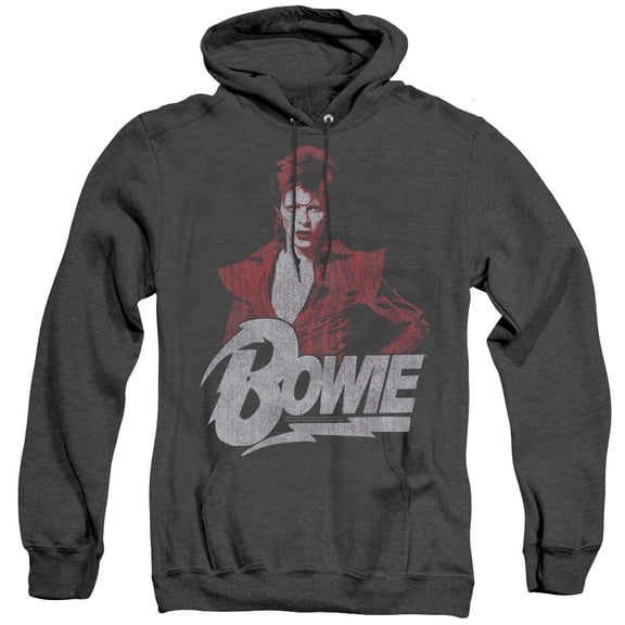 David Bowie Diamond David Adult Heather Hoodie Sweatshirt Black