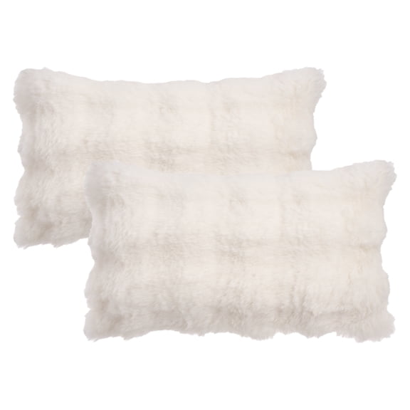 Unique Bargains 2pcs Soft Fluffy Pillow Covers for Living Room White 20" x 12"