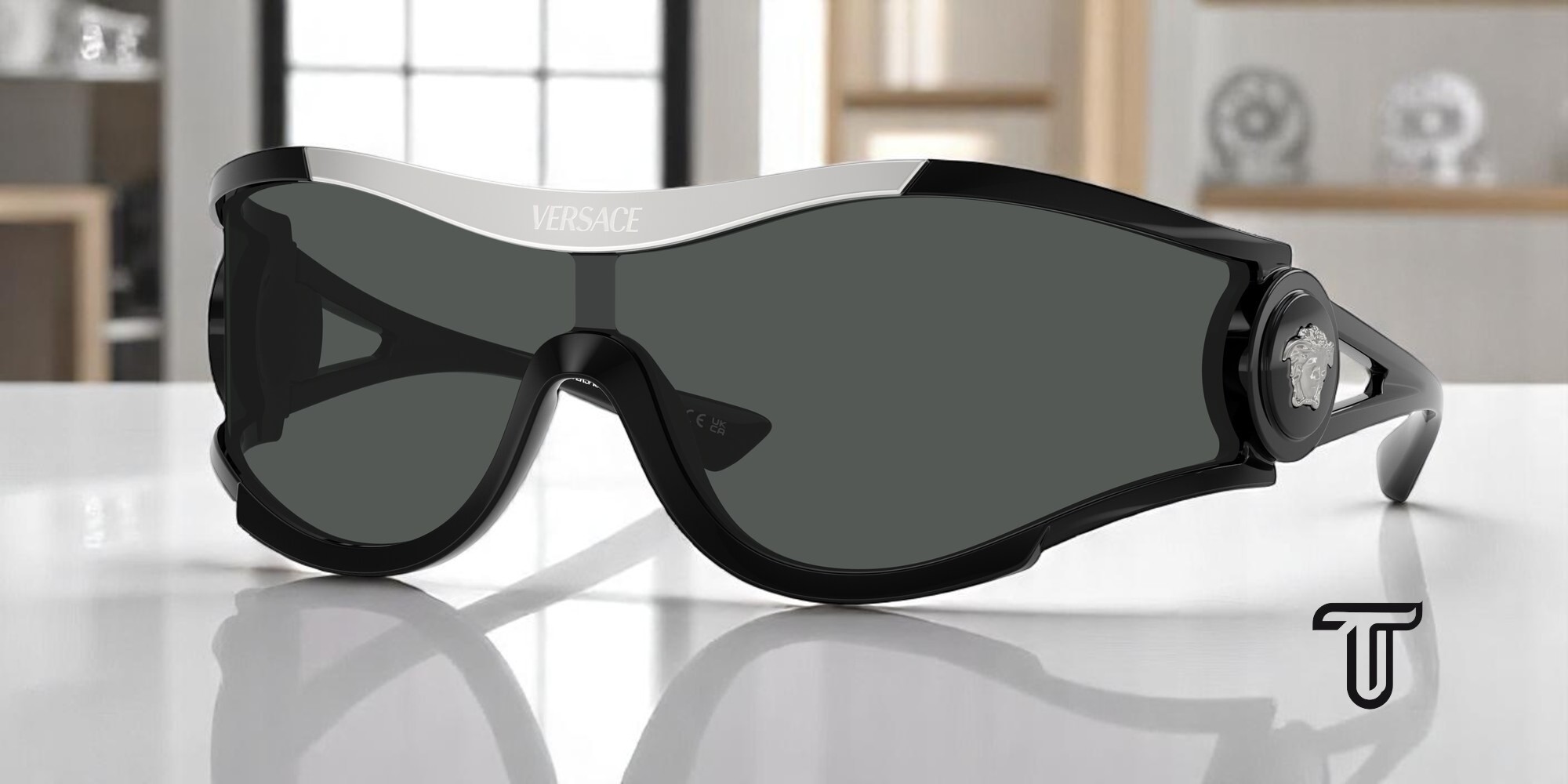 VERSACE VE2257 100287 Gold Dark Grey 60 mm Men's Sunglasses