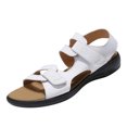 thumbnail image 2 of HTHLVMD Women Everyday Footwear, Women Open Toe Sport Sandals Comfortable Star Pattern Flat Sandals Summer Hook and Loop Ankle Strap Walking Shoes Soft Sole Wide Fit Outdoor Beach Shoes, White 8.5, 2 of 9