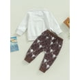 thumbnail image 3 of 2Pcs Toddler Baby Boy Western Clothes 6M 12M 18M 24M 3Y  Long Sleeve Pullover Sweatshirt Tops+Jogger Pants Fall Winter Outfits, 3 of 10