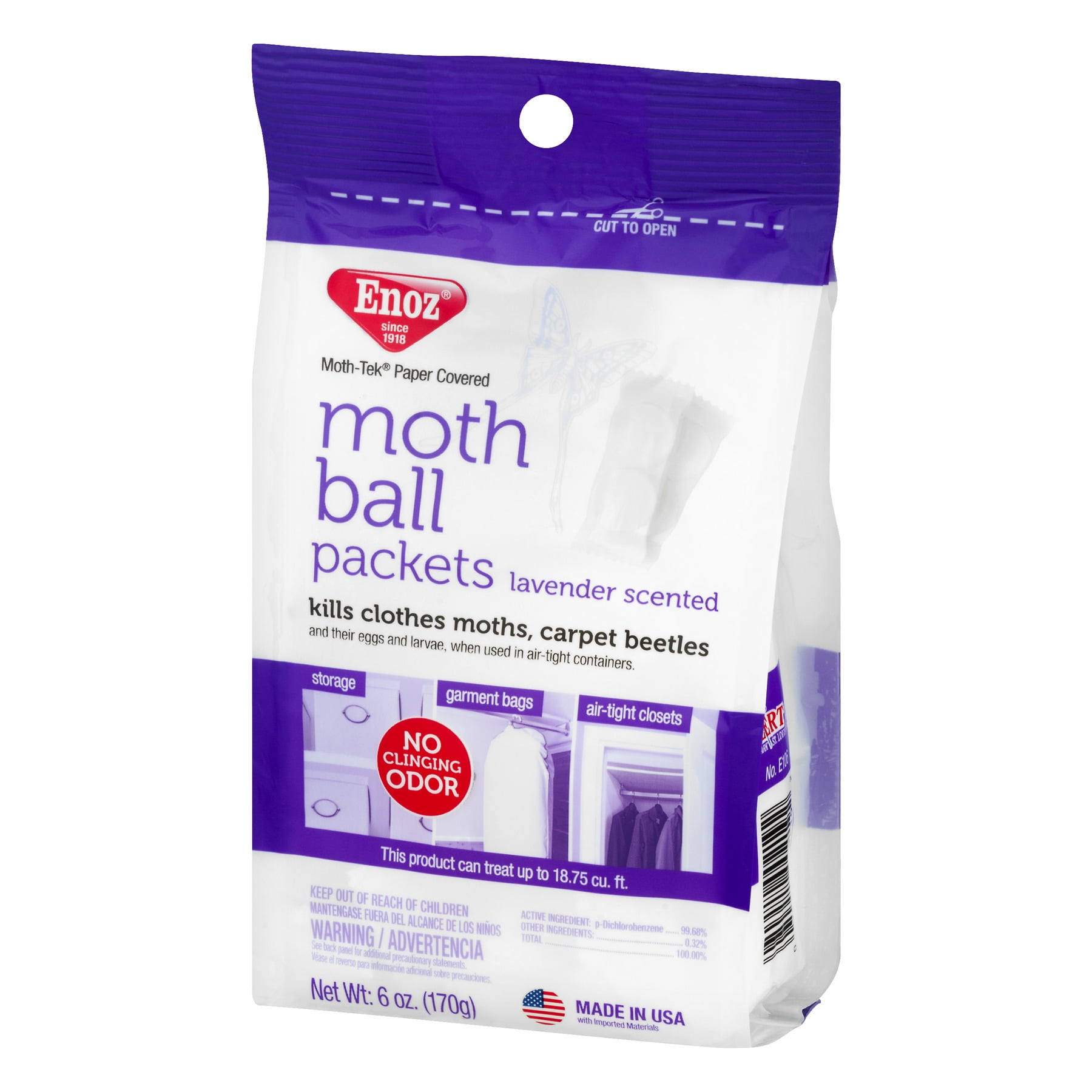 and Eggs and Larvae Bag 1 Carpet Beetles Kills Clothes Moths Enoz Moth-Tek Packets Lavender Scent 12 oz