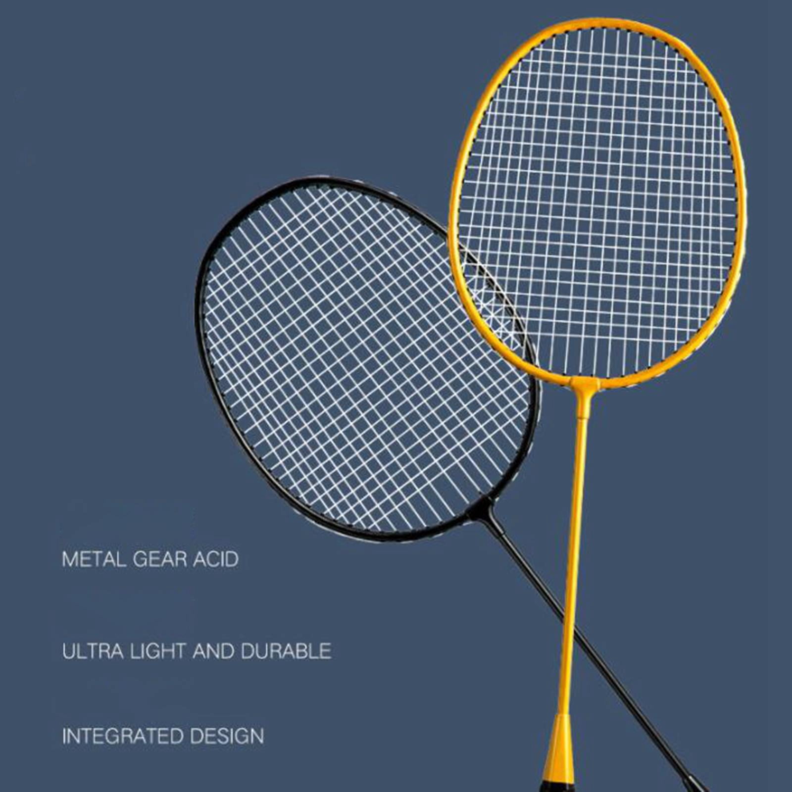 2x Professional Badminton Rackets Set Lightweight Alloy Playing Double Racquets for Backyards Beach Kids Adults Supplies Family