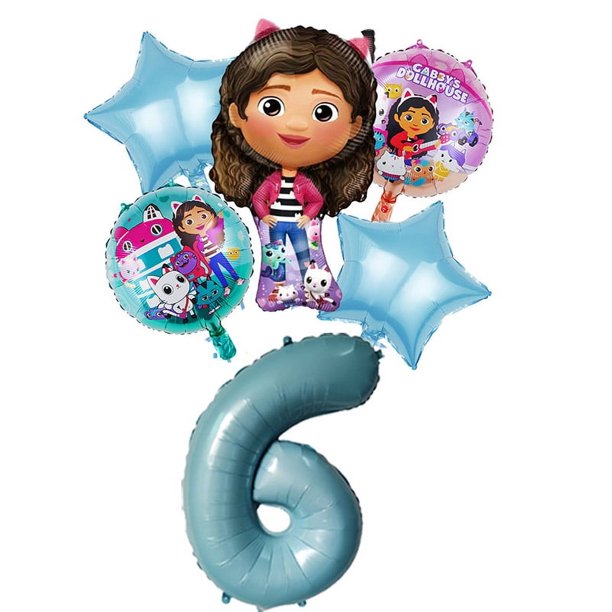 Conjunto de globos de aluminio de látex para niños, decoración de fiesta de cumpleaños, número de casa de muñecas, 6 piezas(615 32 pulgadas