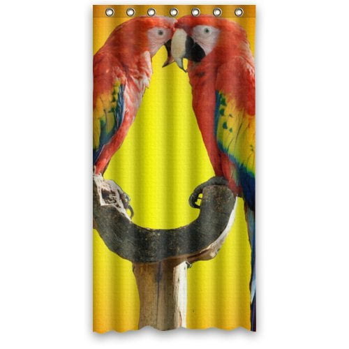 GreenDecor Parrot Snuggling Up Style Waterproof Shower Curtain Set with