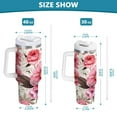 thumbnail image 3 of Pink Flowers Floral Print Tumbler with Handle and Straw Insulated Travel Mug Reusable Stainless Steel Water Bottle 40 oz, 3 of 7