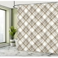 thumbnail image 4 of Ambesonne Beige Tan Shower Curtain, Plaid in Pastel Nude Art, 69"Wx84"L, Off White Dark Mustard, 4 of 4