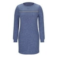 thumbnail image 4 of Busydd Womens Dresses Trendy Lace Knit Ribbed Spring Dresses for Women Casual Solid Color Round Neck Long Sleeve Dress for Women S, 4 of 8