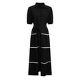 thumbnail image 7 of Riforla Women's Summer Button Down Shirt Dress Short Puffy Sleeve Tiered Ruffle Flowy Long Maxi Dresses Black L, 7 of 7