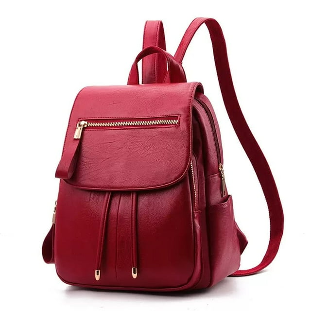 Backpack Mini Backpack PU Leather Ladies Rucksack Shoulder Bag Purses Backpack (Black)
