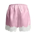 thumbnail image 4 of TrendOFT Womens Boxer Shorts with Lace Trim Y2k Micro Mini Satin Silk Pajama Shorts Knickers Low Rise Lounge Pj Bottoms Pink S, 4 of 5