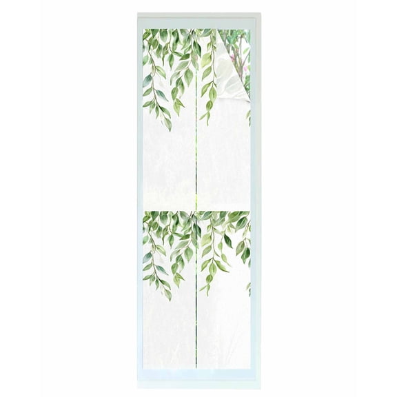 Window Privacy Film Green Vines Stained Glass Window Film Decorative Sun Block Window Cover Spring Botanical Plants Leaves Farmhouse Window Clings Static Adhesive Sticker for Bathroom 23.6"x78.7"