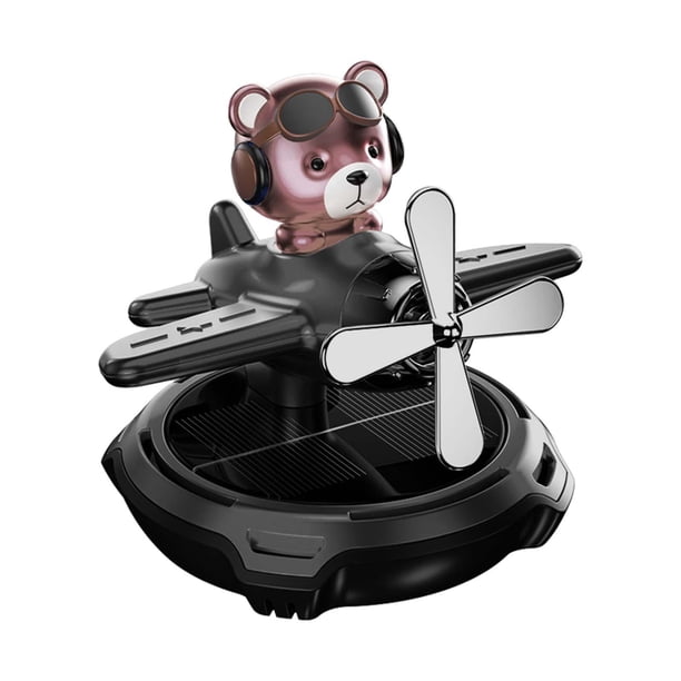 Difusor solar giratorio para coche, modelo de avión, adorno de aceite esencial Oso negro en vidrio
