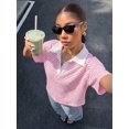 thumbnail image 4 of Blusa Holgada De Mujer Con Cuello Blanco Y Rayas Rosa, 4 of 30