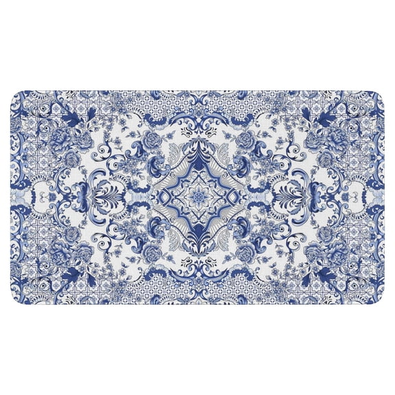 Retro Door Mat, 17 X 30 Inch Boho Floral1 Welcome Doormat Decorative Home Floor Mat, Non Slip Rubber Back and Strong Water Absorption for Outdoor Indoor Entrance Decor