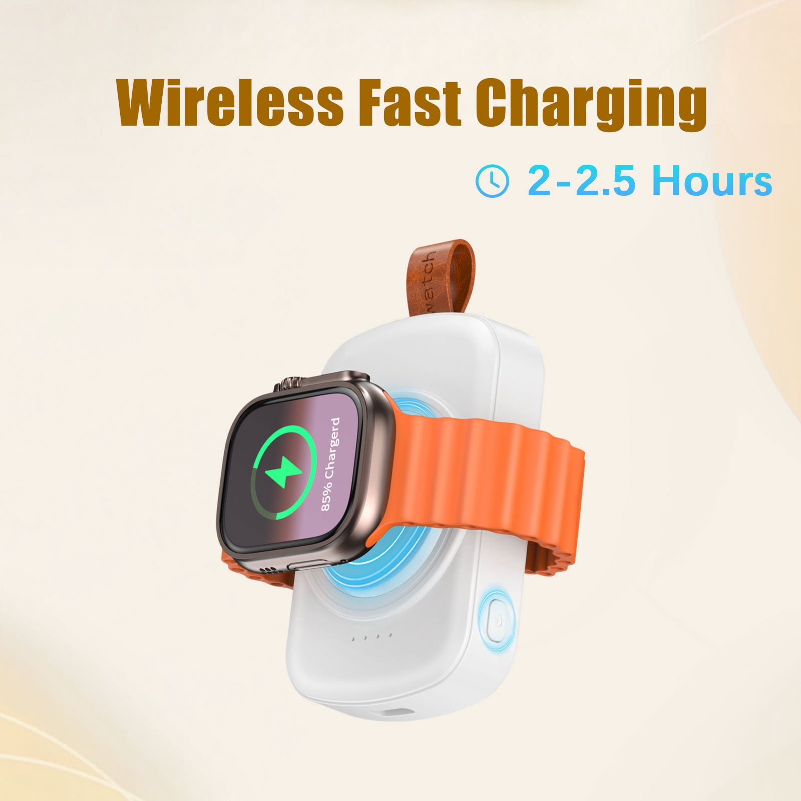 MYXON 1800mAh Portable Wireless Watch Charger for Apple Watch, Keychain Design, Type-C Cable, USB Powered