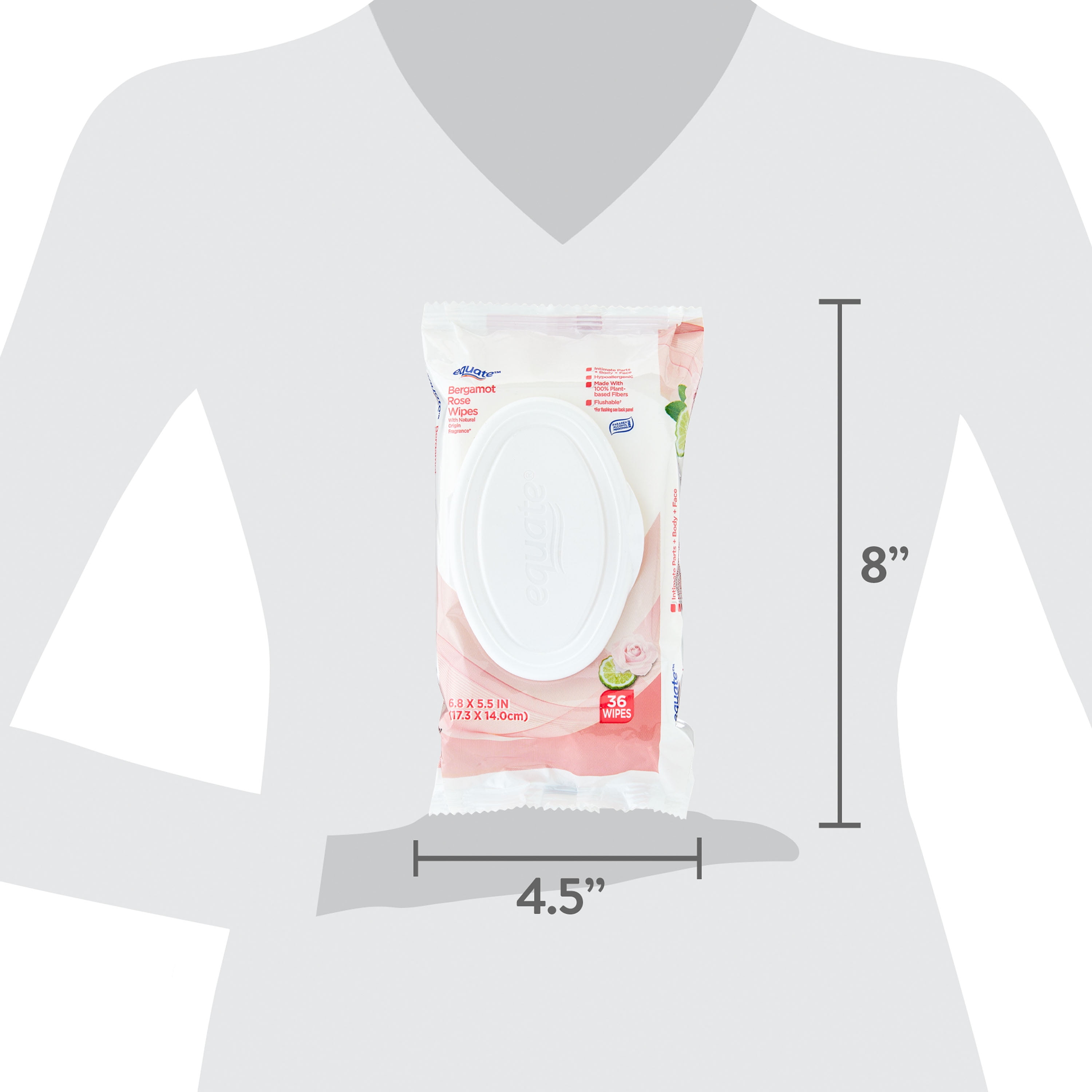 Equate Bergamot Rose Personal Wipes for Women's Health, 36 Total Wipes