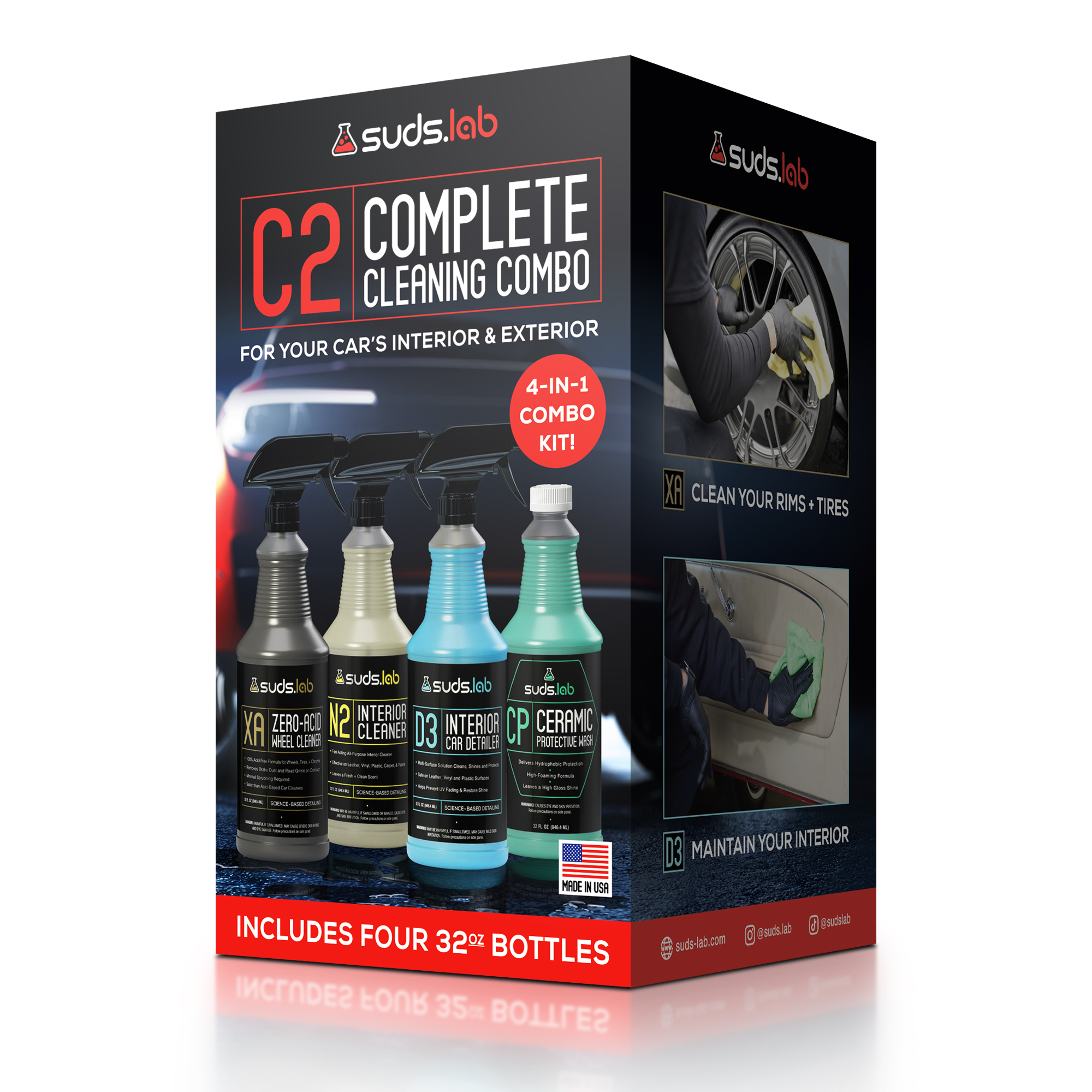 Suds Lab C2 Complete Cleaning Combo including D3, N2, XA, and CP