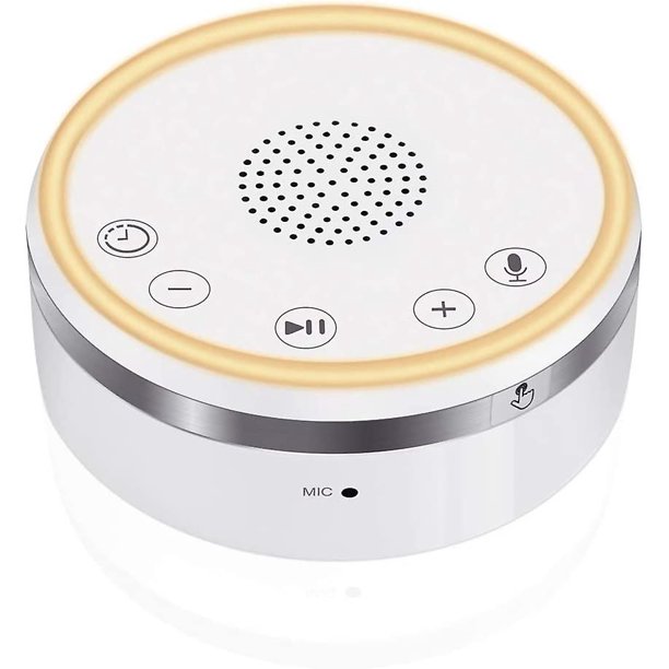 Máquina de ruido blanco, máquina de sonido para dormir para dormir Máquina portátil de terapia del sueño para el hogar, la oficina, enchufable o con pilas, temporizador de apagado automático, Voi