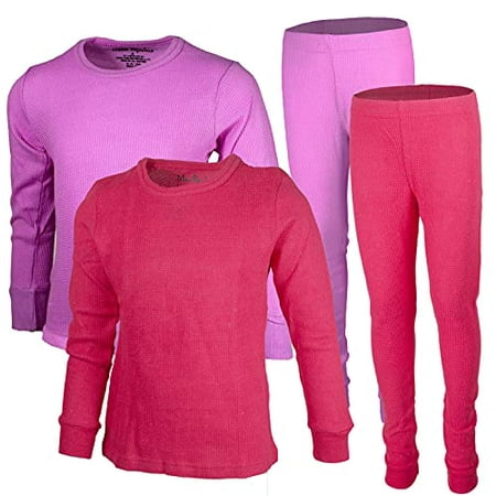 

MISS POPULAR Girls 2-Pack Thermal Waffle Active Base Layer Sets| Long Sleeve Shirt and Pants (Combo D 7/8)
