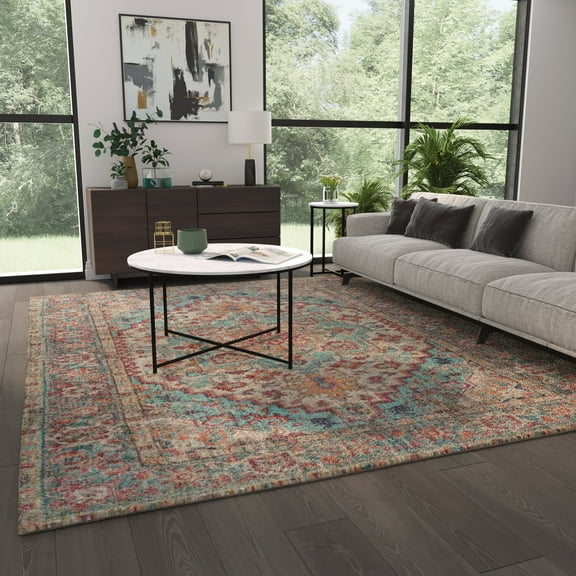 Masada Rugs Vintage Area Rug, Blue Multicolor (8 Feet x 10 Feet)