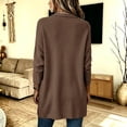 thumbnail image 3 of vzibsiv Cardigan for Women Long Sleeve Open Front Knit Fleece Jacket with Pockets Fall Winter Outfits Brown Size 2XL, 3 of 6