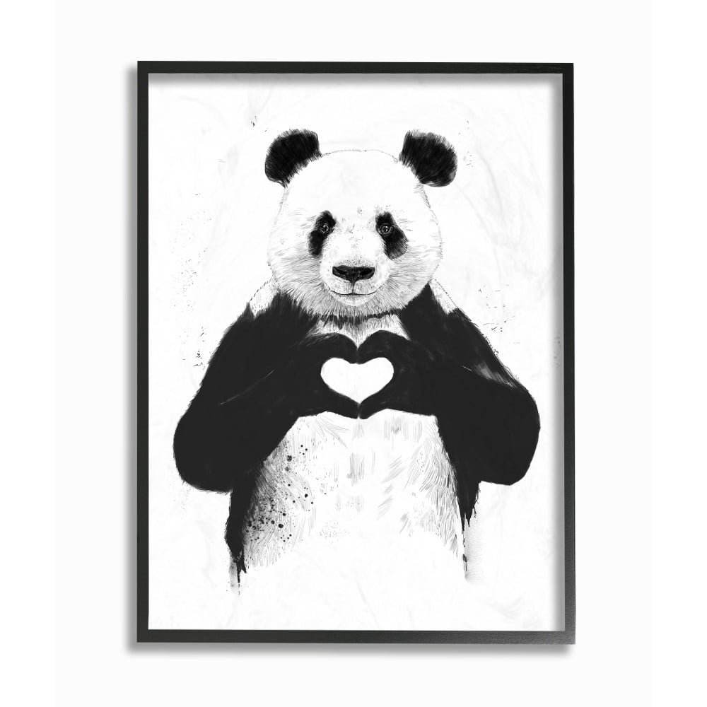 The Stupell Home Decor Collection Black and White Panda Bear Making a ...