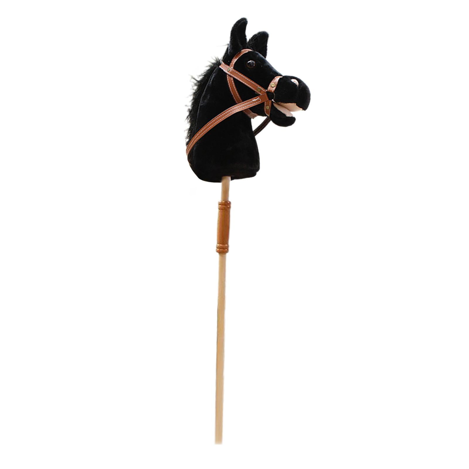 figatia Bâton Cheval Amusant Robuste Bâton d'Équitation pour Garçons Filles Enfants de 3 Ans+ Noir Sans Rouleau