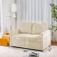 thumbnail image 3 of 72" Retractable 3-Seater Sectional Sofa, Extends to 2-Seater Sofa & Single Couch, Space-Saving Design for Small Spaces, Apartments, Offices & Living Rooms, Creamy White Corduroy Fabric, 3 of 9