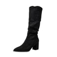 thumbnail image 2 of Women's Chunky Heel Knee High Boots, Fall Winter Pointed Toe Chunky Heel Side Zipper Boots with Breathable Lining, Trendy Footwear for Daily Leisure, 2 of 7