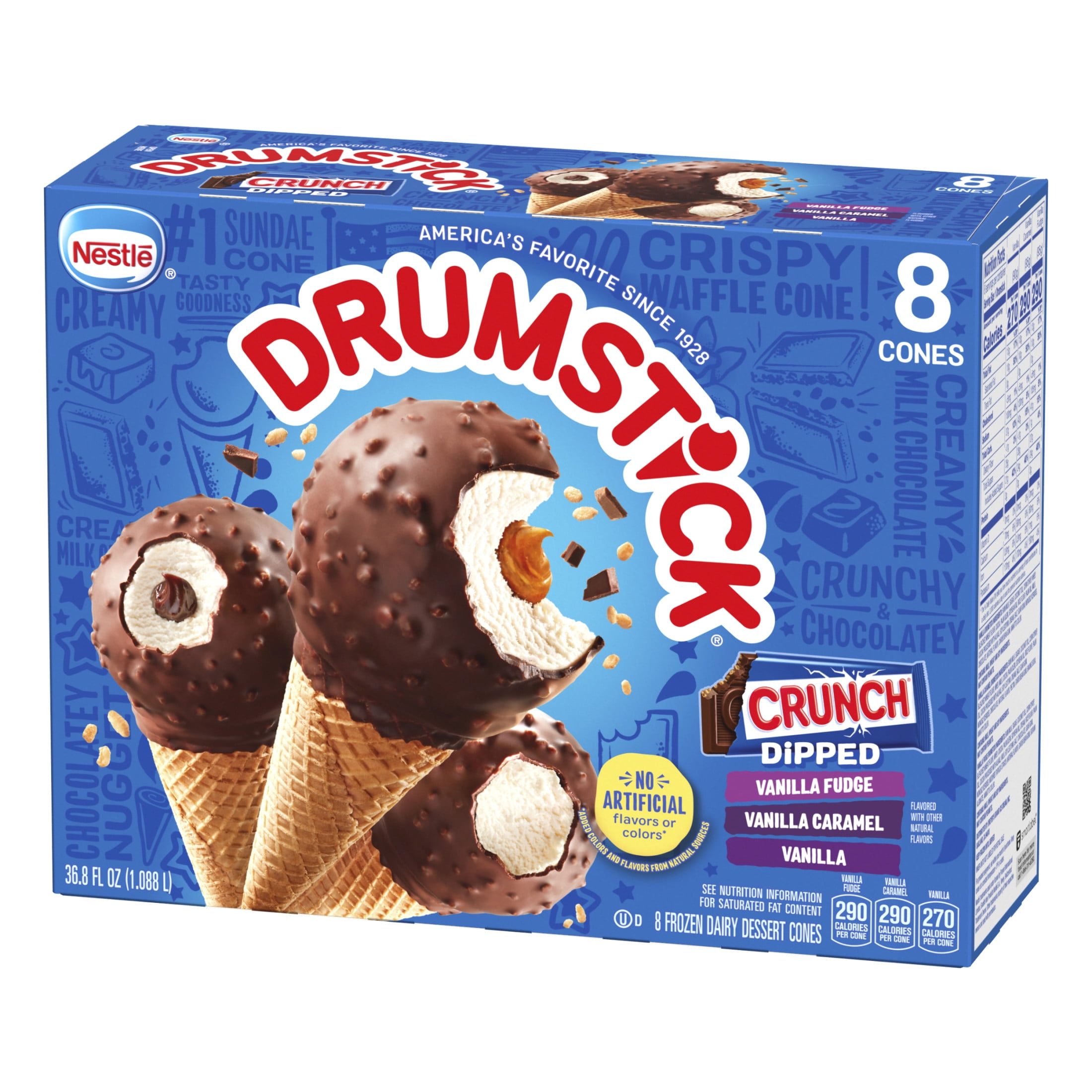 Drumstick Crunch Dipped Sundae Cones Variety Pack, Kosher, 8 Count