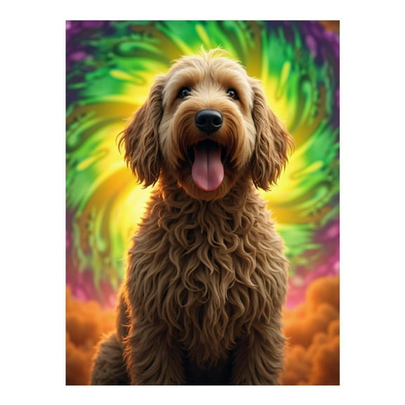 Diamond Art Kits for Adults, Dog Colorful Spiral Backdrop 5D Diamond Painting Kits for Adults Beginners, DIY Full Drill Diamond Painting, Gem Art and Crafts 12x16