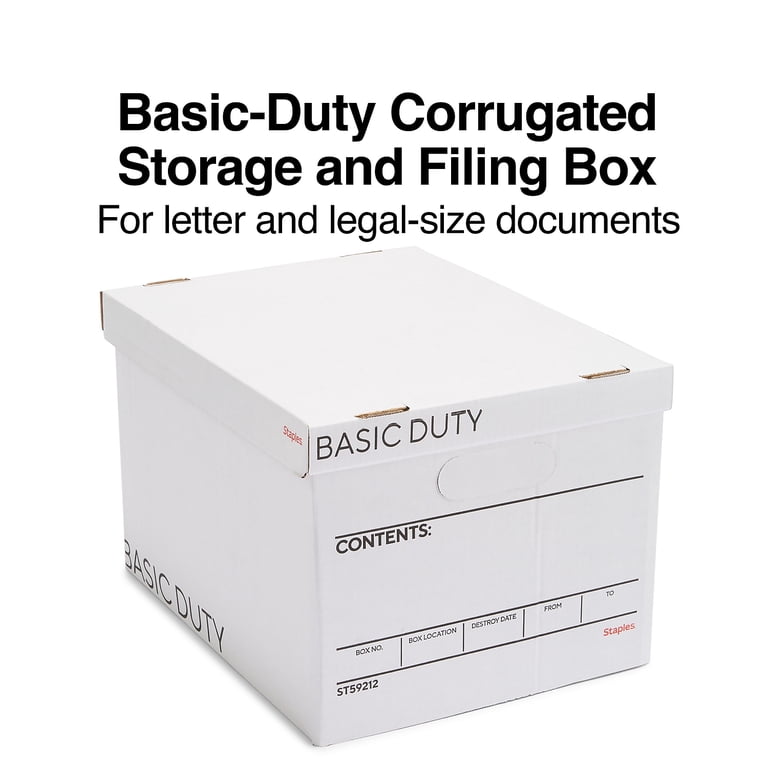 Staples Corrugated File Storage Boxes, White/Black, 20-Pack photo 2