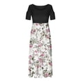 thumbnail image 3 of Aueoeo Plus Size Dress for Women, Women's Off The Shoulder Dress Casual Summer Dress Print Crewneck Short Sleeve Flowy Long Dress Beach Sundress, 3 of 4
