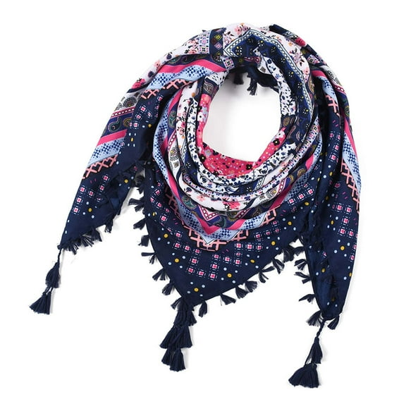 Yuanlong Winter Scarves Womens Bohemian Knotted Tassel Jacquard Square Shawls And Wraps Ethnic Style Warm Pretty Scarf