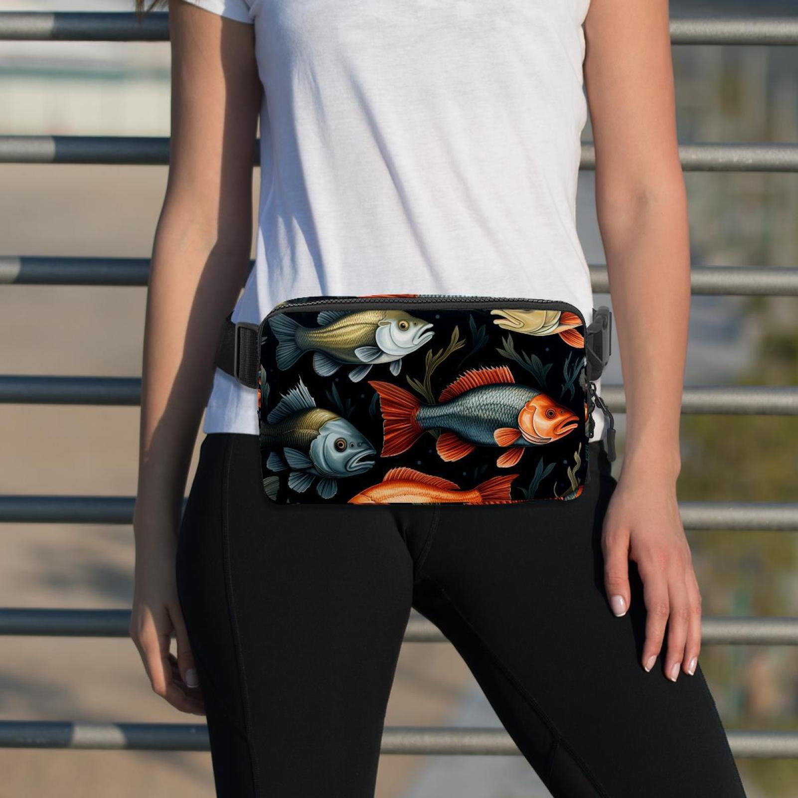 Fish Lightweight Adjustable Waist Pack with Extension Strap - Unisex Running Belt Fanny Pack