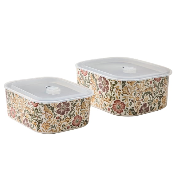 Better Homes & Gardens Edith Vine Floral Stoneware Baking Dish Set with Lids, 4-Piece