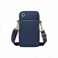 thumbnail image 2 of Bandolera | Bolso para móvil | Tela O-xford resistente al agua, pulsera ligera, múltiples compartimentos, puerto para auriculares | Azul oscuro | Pequeña Bolsa de Hombro, 2 of 6