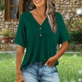 thumbnail image 2 of Inleife Women Fashionable And Comfortable Fashion Casual Button V-Neck T-Shirt Loose And Elastic Non Positioning Printing Top, 2 of 5