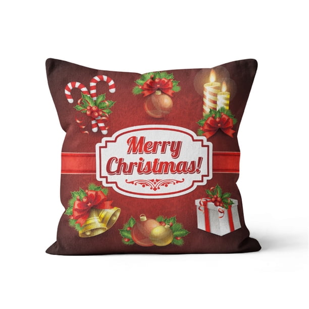 Fiudx Ofertas Flash Del Día Funda De Cojín Para Decoración Del Hogar, Funda De Almohada Con Estampado Navideño, Fundas De Almohada